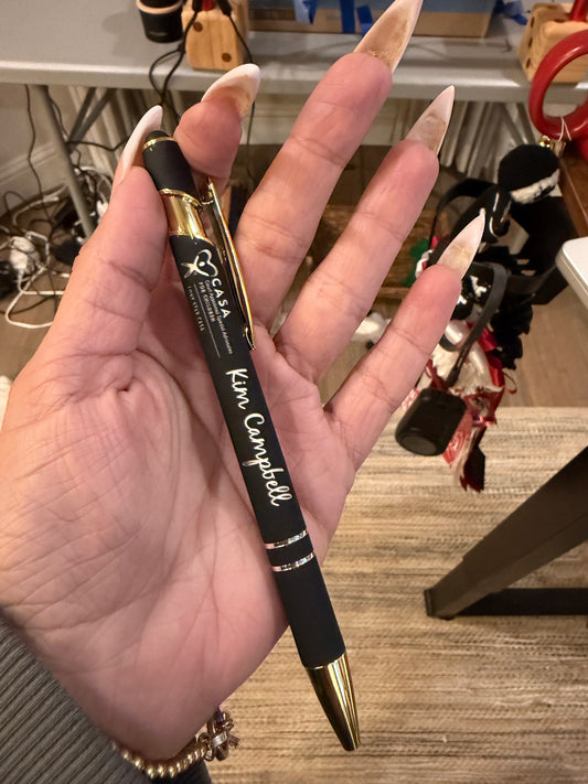 Custom Engraved Black & Gold Pen – Double Sided